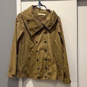Women's Tan Double-Breasted Jacket Mesh Back